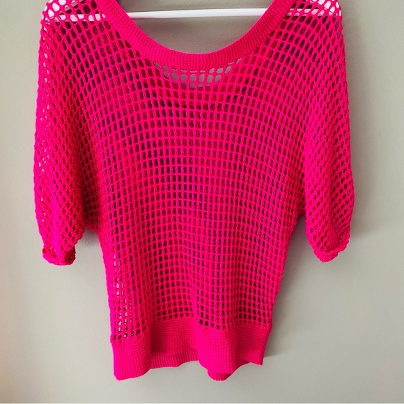 dELiA*s Open Knit Pullover Top Pink Sz XS - Picture 7 of 7
